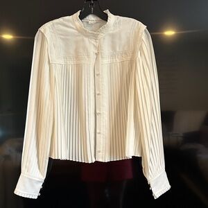 Veronica Beard Ivory Pleated Blouse